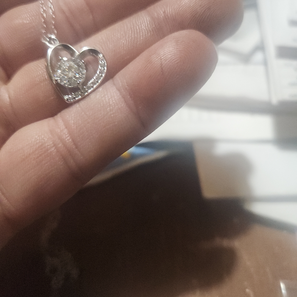 Moissanite Silver Heart Pendant Necklace